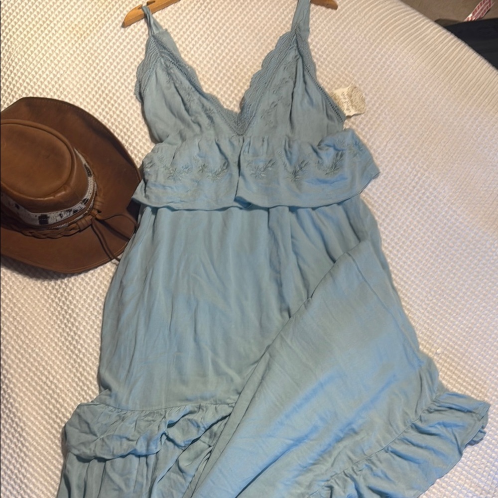 Altar'd State Blue Maxi Sundress Sleeveless Resort Wear